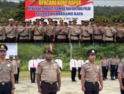 Upacara Korp Rapor Kenaikan Pangkat Perwira Dan Bintara Polri Di Polres Mamberamo Raya